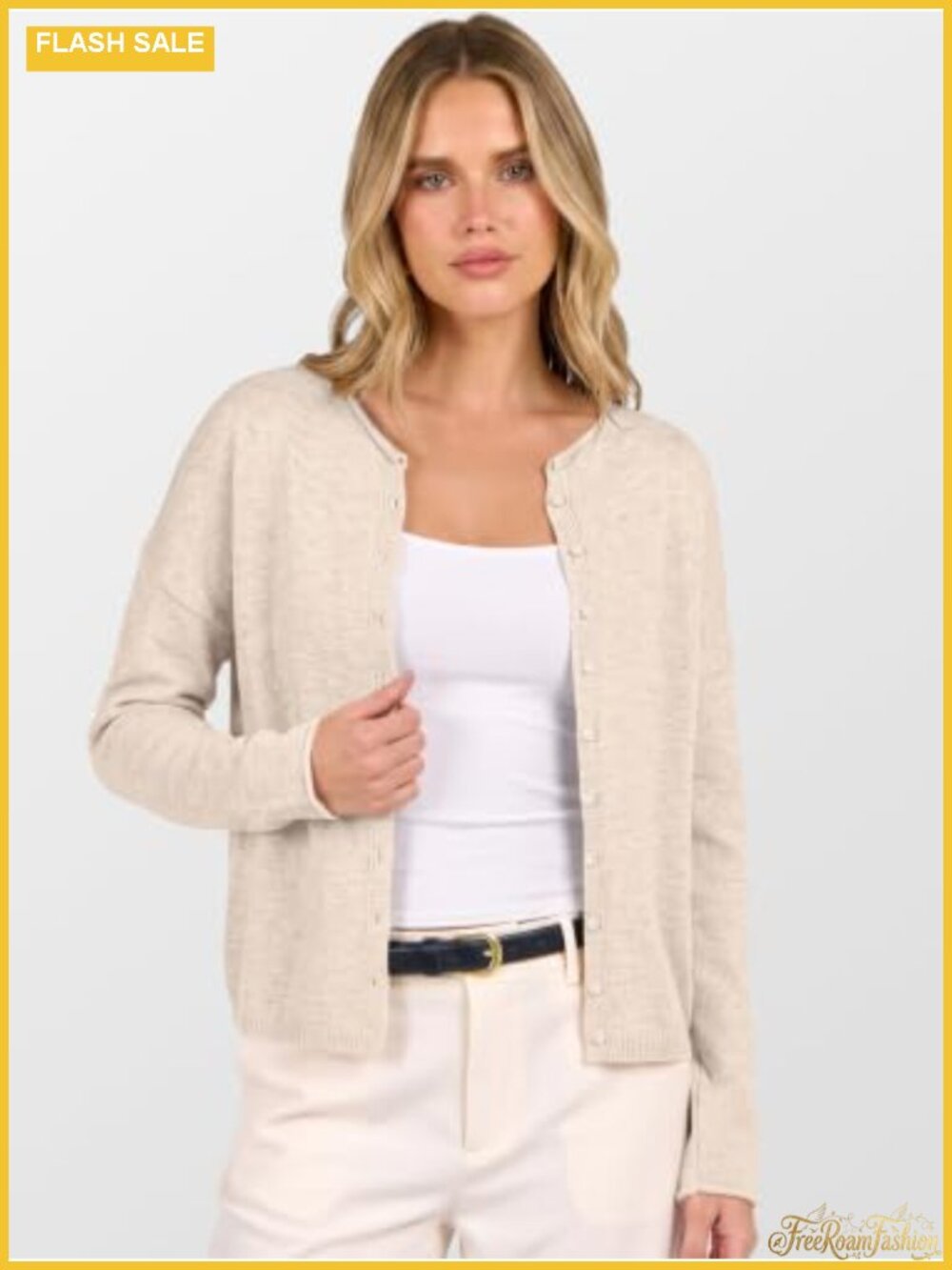 Women's Button Down Long Sleeve Roll Neck Cardigan Sweater Oversized